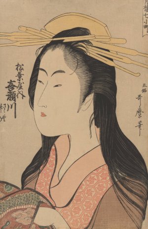 Woman with Headdress and Muff by Kitagawa Utamaro Oil Painting