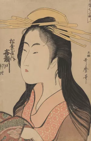 Woman with Headdress and Muff by Kitagawa Utamaro Oil Painting