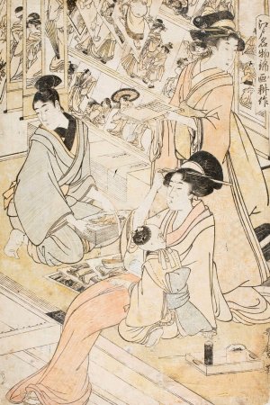 Woodblock Printer, Distributing New Prints by Kitagawa Utamaro Oil Painting