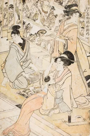 Woodblock Printer, Distributing New Prints by Kitagawa Utamaro Oil Painting