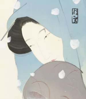 De heldin Umekawa in de sneeuw by Kitano Tsunetomi Oil Painting