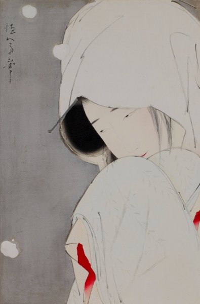 Heron Maiden  by Kitano Tsunetomi - Hand-Painted Oil Painting Reproduction