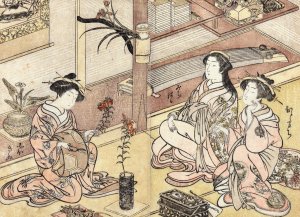 Courtesans Arranging Flowers by Kitao Shigemasa Oil Painting