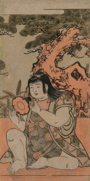 Doll Playing a Hand Drum  by Kitao Shigemasa - Hand-Painted Oil Painting Reproduction
