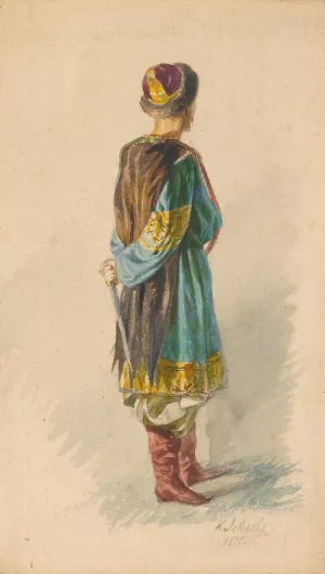 Oriental Figure by Klavdy Vasilyevich Lebedev Oil Painting
