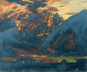 Zell am See bei Nacht by Klemens Brosch Oil Painting
