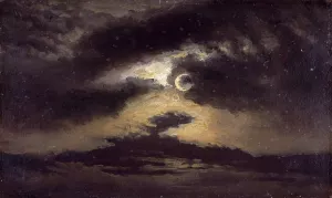 Clouds in Moonlight by Knud Baade Oil Painting