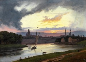 Dresden at Sunset by Knud Baade Oil Painting