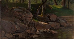 Study of Rocks by Knud Baade Oil Painting