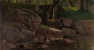Study of Rocks by Knud Baade Oil Painting