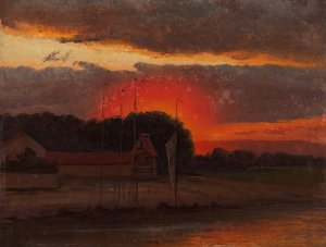 The Elbe in Sunset by Knud Baade Oil Painting