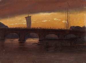 View of Dresden with the Augustbrucke by Knud Baade Oil Painting