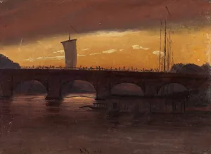 View of Dresden with the Augustbrucke by Knud Baade Oil Painting