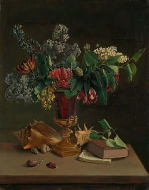 Still Life with Flowers by Knud Bergslien Oil Painting