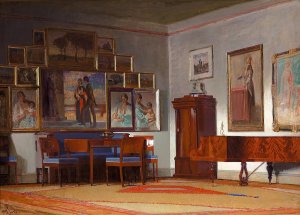 Fra kunstnerens hjem by Knud Sinding Oil Painting