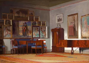 Fra kunstnerens hjem by Knud Sinding Oil Painting