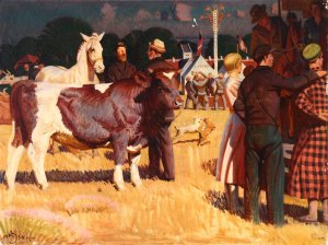 Fra Markedspladsen bag en lille Limfjordsby by Knud Sinding Oil Painting