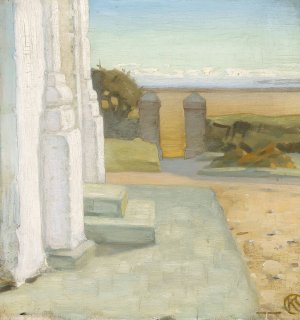 Ved en kirke by Knud Sinding Oil Painting