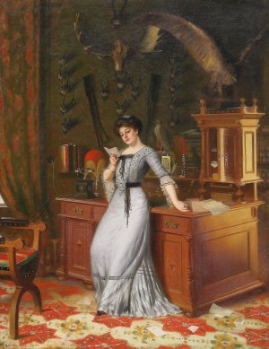 The Girl with the Letter by Knut Ekwall Oil Painting