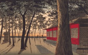 Daybreak at Shrine, Kanda by Kobayashi Kiyochika Oil Painting