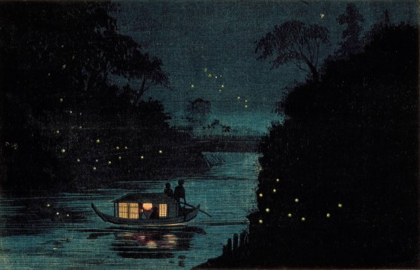 Fireflies at Ochanomizu  by Kobayashi Kiyochika - Hand-Painted Oil Painting Reproduction