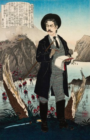 Fukuchi Gen'ichiro, from the Series 'Instructive Models of Lofty Ambition' by Kobayashi Kiyochika Oil Painting