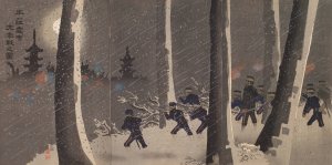Great Fierce Battle in the Snow near Niuzhuang by Kobayashi Kiyochika Oil Painting