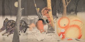 Ground Attack at Weihaiwei by Kobayashi Kiyochika Oil Painting