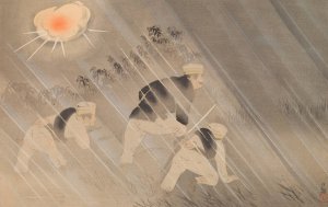 Hurrah for the Great Empire of Japan; Fierce Battle of Captain Matsuzaki at Anseong Crossing by Kobayashi Kiyochika Oil Painting