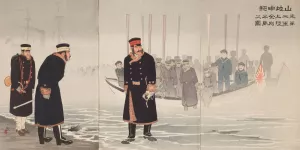 Lieutenant-General Yamaji; Leading the Japanese Second Army during Its Landing on the Jinzhou Peninsula by Kobayashi Kiyochika Oil Painting