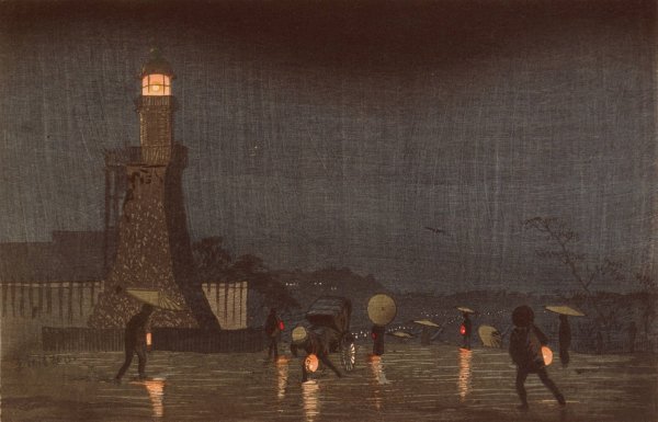 May Evening on Kudanzaka  by Kobayashi Kiyochika - Hand-Painted Oil Painting Reproduction