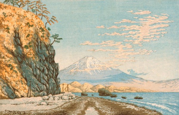 Mount Fuji from Satta, Sketched at 9;00 a.m. in Mid-January  by Kobayashi Kiyochika - Hand-Painted Oil Painting Reproduction
