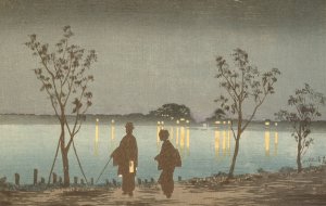 Night on the Sumida River by Kobayashi Kiyochika Oil Painting