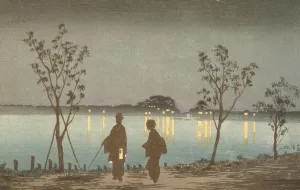 Night on the Sumida River Oil painting by Kobayashi Kiyochika