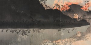 Our Elite Forces Occupying the Pescadore Islands of Taiwan by Kobayashi Kiyochika Oil Painting