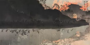 Our Elite Forces Occupying the Pescadore Islands of Taiwan by Kobayashi Kiyochika Oil Painting