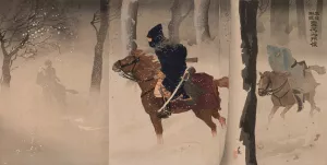 Scouts near Nuizhuang on a Snowy Night by Kobayashi Kiyochika Oil Painting
