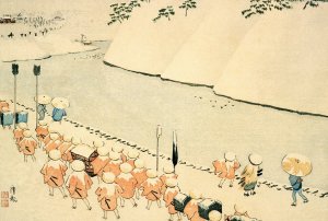 Snow at Soto-Sakurada, Kasumigaseki by Kobayashi Kiyochika Oil Painting