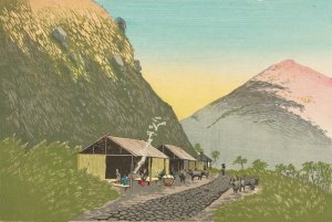 Sweet Sake House at the Foot of Mt. Hakone, 6;00 p.m. on a Spring Day by Kobayashi Kiyochika Oil Painting