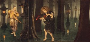 Taira no Tadamori Captures the Priest of Mido by Kobayashi Kiyochika Oil Painting