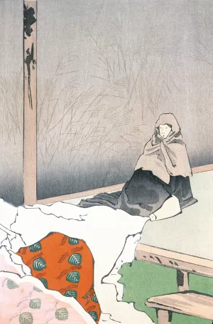 The Dancer Hotoke Gozen at Gioji Oil painting by Kobayashi Kiyochika