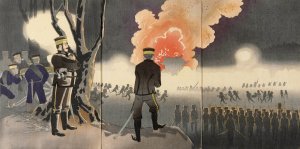 The Fall of Chinchow Fort by Kobayashi Kiyochika Oil Painting