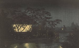 The Komoro River At Tennoji by Kobayashi Kiyochika Oil Painting