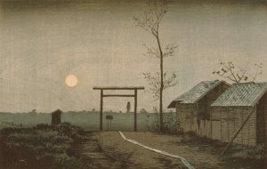 The Taro Inari Shrine in the Asakusa Ricefields by Kobayashi Kiyochika Oil Painting