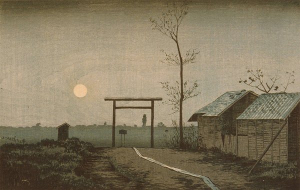 The Taro Inari Shrine in the Asakusa Ricefields  by Kobayashi Kiyochika - Hand-Painted Oil Painting Reproduction