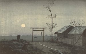 The Taro Inari Shrine In The Rice Fields At Asakusa by Kobayashi Kiyochika Oil Painting