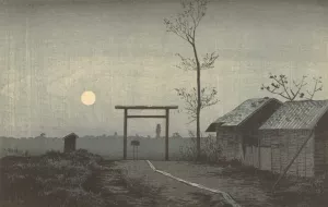 The Taro Inari Shrine In The Rice Fields At Asakusa Oil painting by Kobayashi Kiyochika