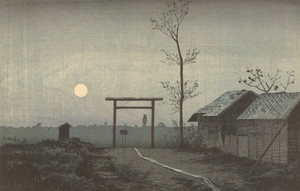 The Taro Inari Shrine In The Rice Fields At Asakusa  by Kobayashi Kiyochika - Hand-Painted Oil Painting Reproduction