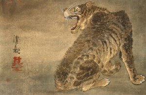 Tiger and Lightning by Kobayashi Kiyochika Oil Painting