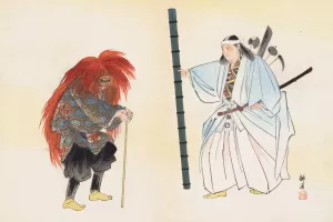 Nogaku zue, Pl.18 by Kogyo Tsukioka Oil Painting